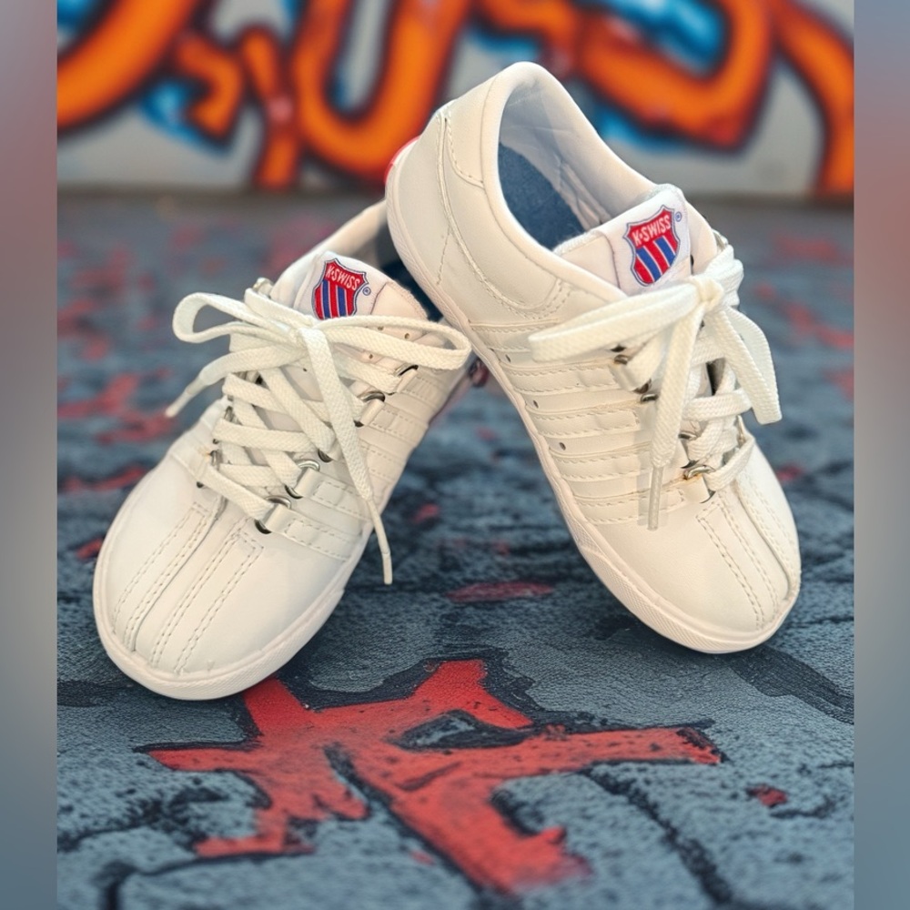 👟Toddler Age 3-4 (Size 9, Infant) New! K-Swiss Classic White Lace-Up Sneakers